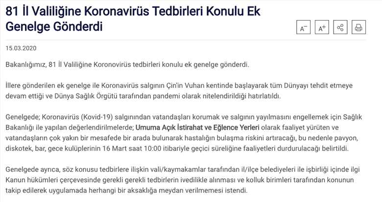 Gece Kulüpleri, Barlar ve Eğlence Mekanları Yarın itibariyle...