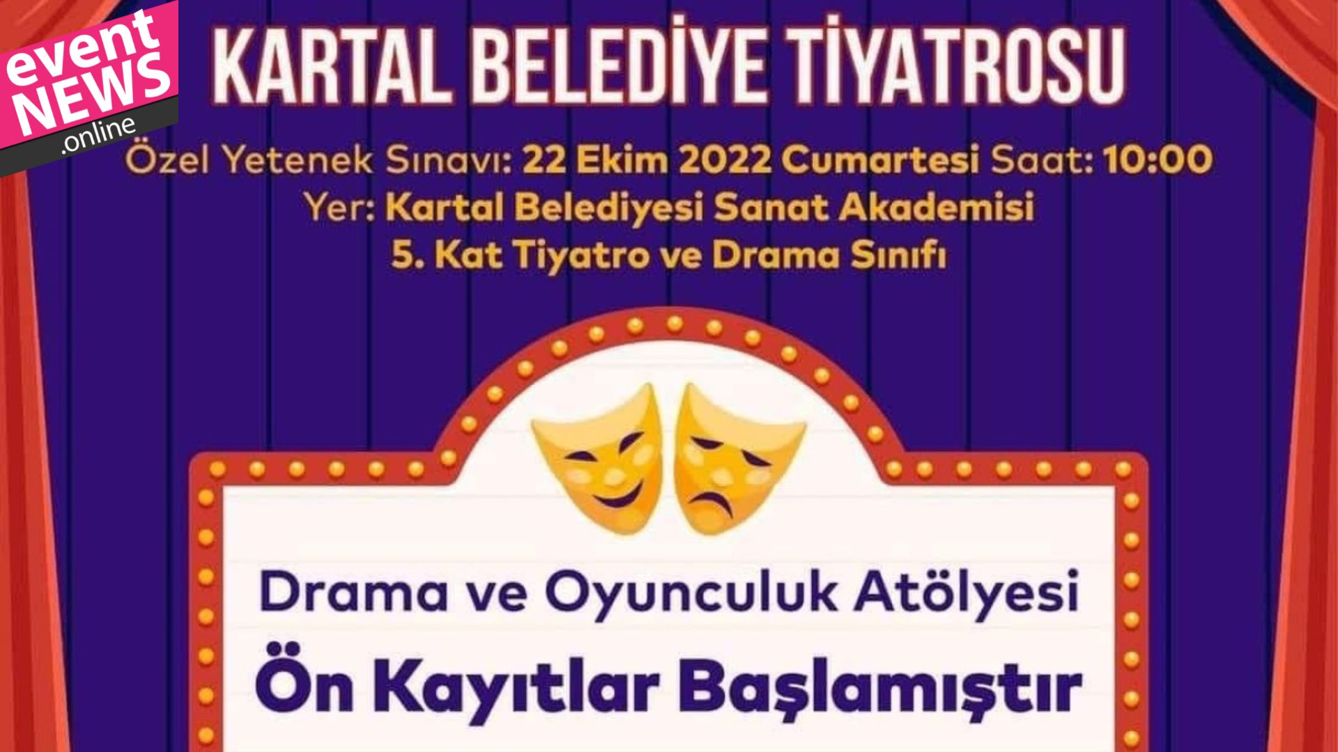 <strong>Kartal Belediye Tiyatrosu Drama ve Oyunculuk Atölyesi Ön Kayıtları Başladı</strong>